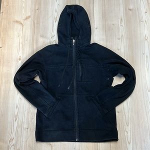Lulu Lemon Black Thick Zip Up Hoodie; Zipper is ok but sticks a little bit.